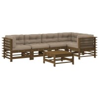 vidaXL 6-tlg. Garten-Lounge-Set mit Kissen Honigbraun Massivholz