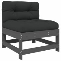 vidaXL 4-tlg. Garten-Lounge-Set mit Kissen Grau Massivholz