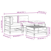 vidaXL 4-tlg. Garten-Lounge-Set mit Kissen Grau Massivholz