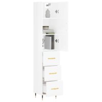 vidaXL Highboard Hochglanz-Wei&szlig; 34,5x34x180 cm Holzwerkstoff