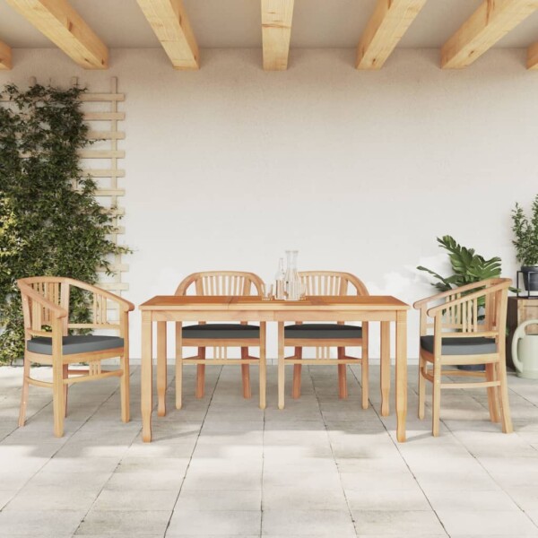 vidaXL 5-tlg. Garten-Essgruppe Massivholz Teak