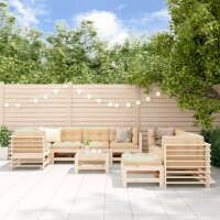 vidaXL 10-tlg. Garten-Lounge-Set mit Kissen Massivholz