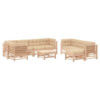 vidaXL 10-tlg. Garten-Lounge-Set mit Kissen Massivholz