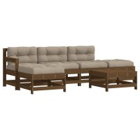 vidaXL 6-tlg. Garten-Lounge-Set mit Kissen Honigbraun Massivholz