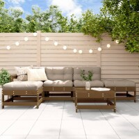 vidaXL 6-tlg. Garten-Lounge-Set mit Kissen Honigbraun Massivholz