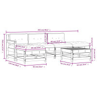 vidaXL 6-tlg. Garten-Lounge-Set mit Kissen Honigbraun Massivholz