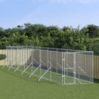 vidaXL Outdoor-Hundezwinger Silbern 2x14x2 m Verzinkter...