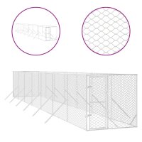 vidaXL Outdoor-Hundezwinger Silbern 2x14x2 m Verzinkter...