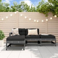 vidaXL 4-tlg. Garten-Lounge-Set mit Kissen Grau Massivholz