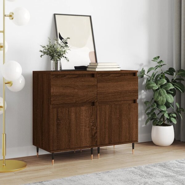 vidaXL Sideboards 2 Stk. Braun Eichen-Optik 40x35x70 cm Holzwerkstoff