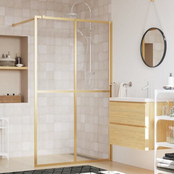 vidaXL Duschwand f&uuml;r Begehbare Dusche ESG Klarglas Golden 140x195cm