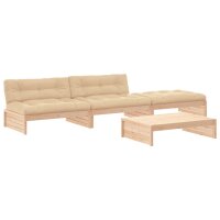 vidaXL 4-tlg. Garten-Lounge-Set mit Kissen Massivholz