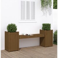 vidaXL Gartenbank mit Pflanzk&uuml;beln Honigbraun 180x36x63 cm Massivholz