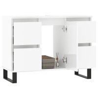 vidaXL Badschrank Hochglanz-Wei&szlig; 80x33x60 cm Holzwerkstoff