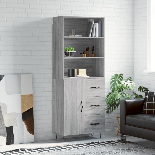 vidaXL Highboard Grau Sonoma 69,5x34x180 cm Holzwerkstoff