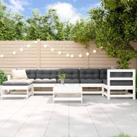 vidaXL 8-tlg. Garten-Lounge-Set mit Kissen Wei&szlig; Massivholz