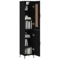 vidaXL Highboard Schwarz 34,5x34x180 cm Holzwerkstoff