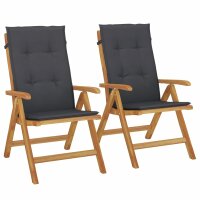 vidaXL Gartenst&uuml;hle mit Kissen 2 Stk. Massivholz Teak