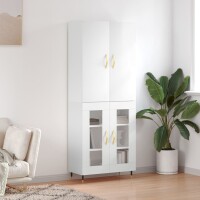 vidaXL Highboard Hochglanz-Wei&szlig; 69,5x34x180 cm Holzwerkstoff