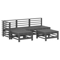 vidaXL 5-tlg. Garten-Lounge-Set mit Kissen Grau Massivholz