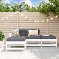 vidaXL 4-tlg. Garten-Lounge-Set mit Kissen Wei&szlig; Massivholz