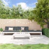 vidaXL 4-tlg. Garten-Lounge-Set mit Kissen Wei&szlig; Massivholz