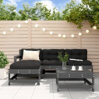 vidaXL 5-tlg. Garten-Lounge-Set mit Kissen Grau Massivholz