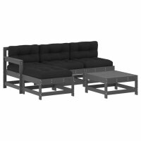 vidaXL 5-tlg. Garten-Lounge-Set mit Kissen Grau Massivholz