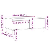 vidaXL Couchtisch R&auml;uchereiche 90x50x36,5 cm Holzwerkstoff