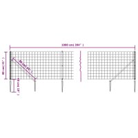 vidaXL Maschendrahtzaun mit Bodenh&uuml;lsen Anthrazit 0,8x10 m