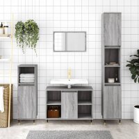 vidaXL Badschrank Grau Sonoma 30x30x100 cm Holzwerkstoff