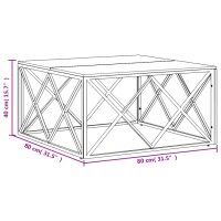 vidaXL Couchtisch Silbern Edelstahl und Massivholz Akazie