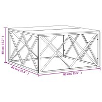 vidaXL Couchtisch Silbern Edelstahl und Massivholz Akazie