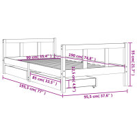 vidaXL Kinderbett mit Schubladen Schwarz 90x190 cm Massivholz Kiefer