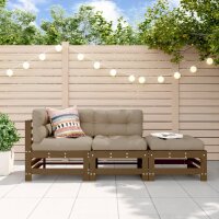 vidaXL 3-tlg. Garten-Lounge-Set mit Kissen Honigbraun...