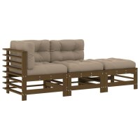 vidaXL 3-tlg. Garten-Lounge-Set mit Kissen Honigbraun...