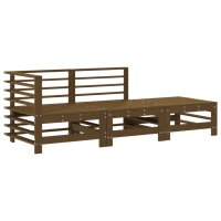 vidaXL 3-tlg. Garten-Lounge-Set mit Kissen Honigbraun Massivholz