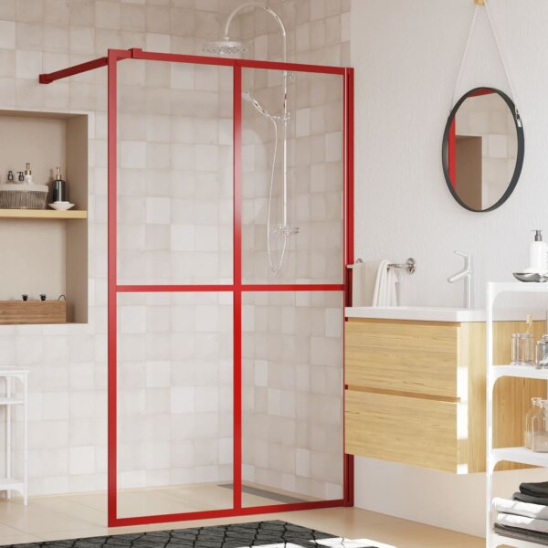 vidaXL Duschwand f&uuml;r Begehbare Dusche mit ESG Klarglas Rot 140x195 cm