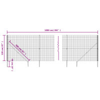 vidaXL Maschendrahtzaun mit Bodenh&uuml;lsen Anthrazit 2,2x10 m