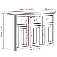 vidaXL Sideboard BODO Wei&szlig; und Braun 115x43x79,5 cm Massivholz Kiefer