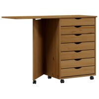 vidaXL Rollschrank mit Schreibtisch MOSS Honigbraun...