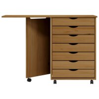 vidaXL Rollschrank mit Schreibtisch MOSS Honigbraun Massivholz Kiefer