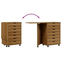 vidaXL Rollschrank mit Schreibtisch MOSS Honigbraun Massivholz Kiefer