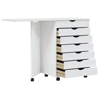 vidaXL Rollschrank mit Schreibtisch MOSS Wei&szlig; Massivholz Kiefer