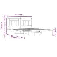 vidaXL Bettgestell mit Kopfteil Metall Wei&szlig; 160x200 cm