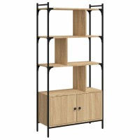 vidaXL B&uuml;cherregal mit T&uuml;r Sonoma-Eiche 76,5x30x154,5 cm Holzwerkstoff