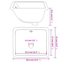 vidaXL Waschbecken Wei&szlig; 36,5x32x15,5 cm Rechteckig Keramik