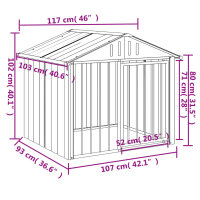 vidaXL Hundeh&uuml;tte mit Dach Schwarz 117x103x102 cm Verzinkter Stahl