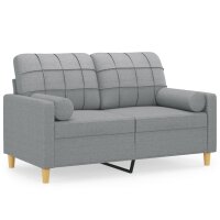 vidaXL 2-Sitzer-Sofa mit Zierkissen Hellgrau 120 cm Stoff