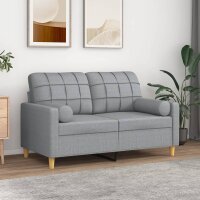 vidaXL 2-Sitzer-Sofa mit Zierkissen Hellgrau 120 cm Stoff